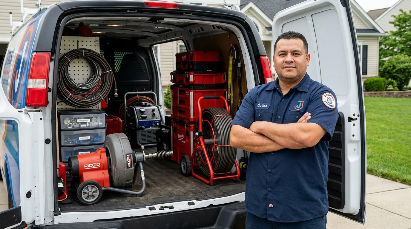 Professional drain cleaning equipment and Johns Plumbing LLC plumber in Orrville
