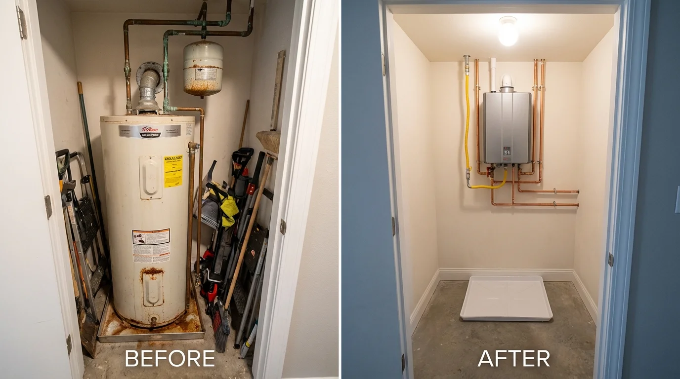 Tank water heater versus wall-mounted tankless unit comparison for Orrville, OH homeowners